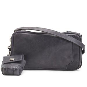 FRYE Gray Distressed Leather Melissa 3-in-1 Pouch Purse Sanitizer Crossbody Bag